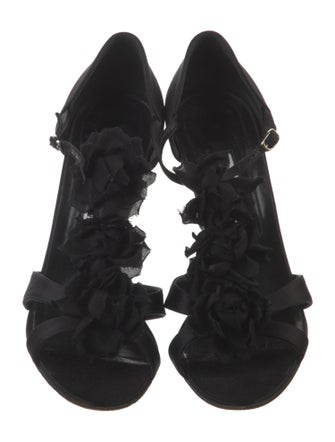 Manolo Blahnik Satin T-Strap Pumps