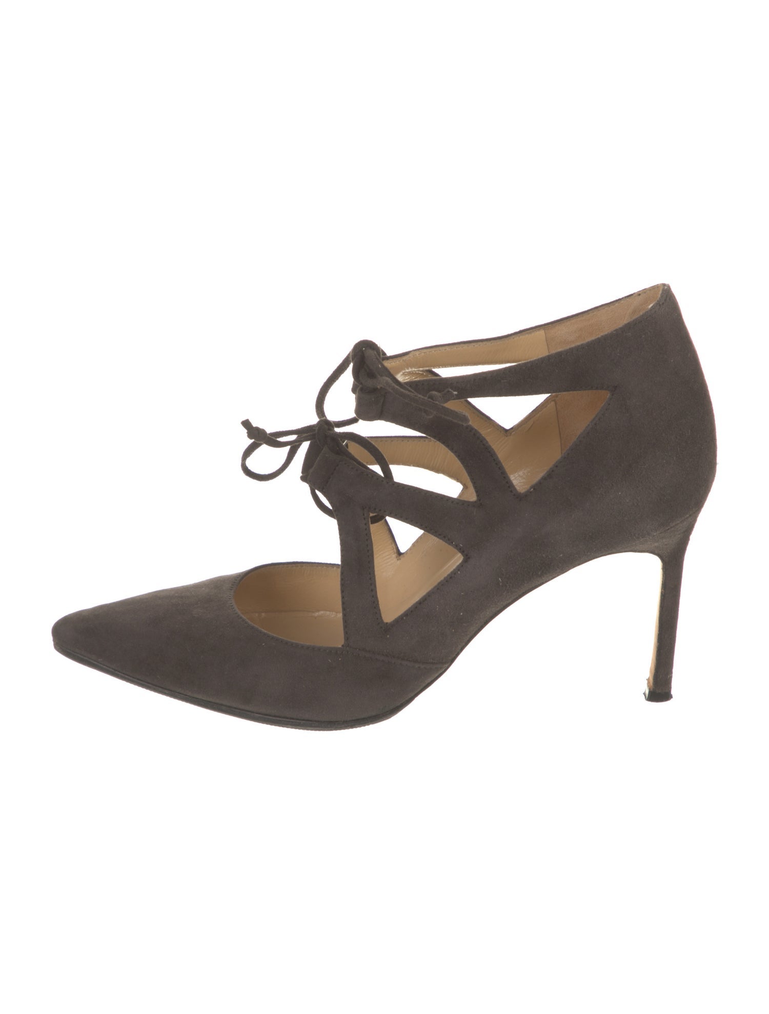 Manolo Blahnik Suede Cutout Accent Pumps