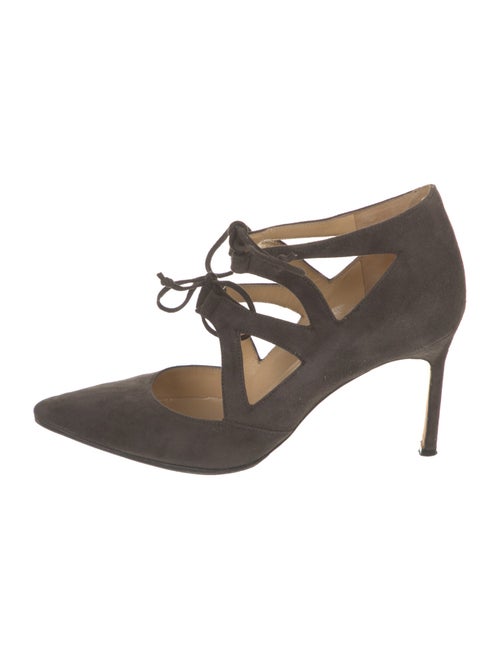 Manolo Blahnik Suede Cutout Accent Pumps