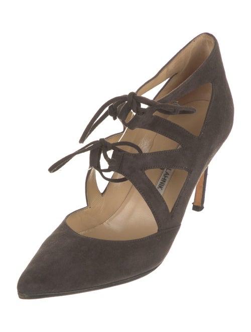 Manolo Blahnik Suede Cutout Accent Pumps