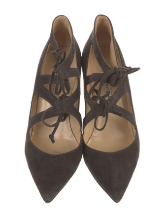 Manolo Blahnik Suede Cutout Accent Pumps