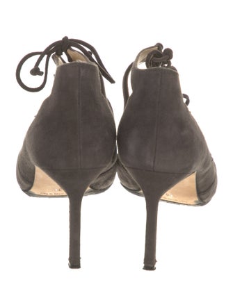 Manolo Blahnik Suede Cutout Accent Pumps