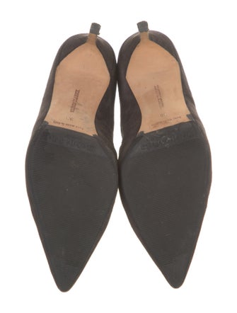 Manolo Blahnik Suede Cutout Accent Pumps