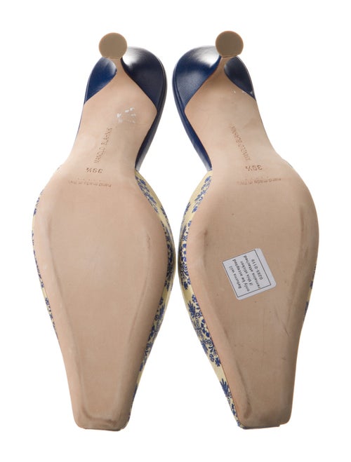 Manolo Blahnik Leather Floral Print Mules