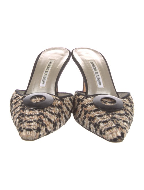 Manolo Blahnik Tweed Printed Mules