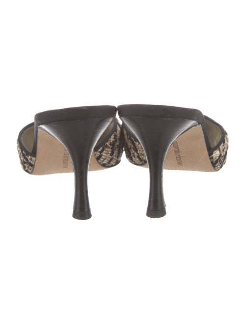 Manolo Blahnik Tweed Printed Mules