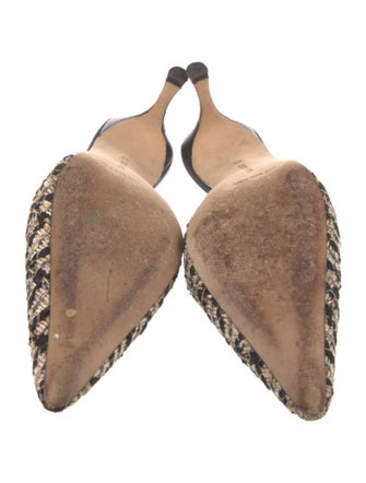 Manolo Blahnik Tweed Printed Mules