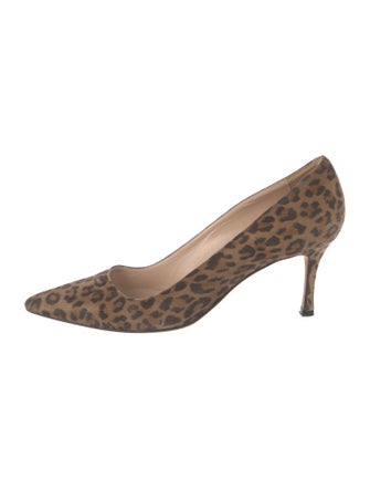 Manolo Blahnik Suede Animal Print Pumps