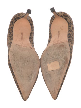 Manolo Blahnik Suede Animal Print Pumps