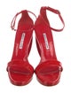 Manolo Blahnik Patent Leather Crystal Embellishments Sandals