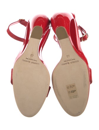 Manolo Blahnik Patent Leather Crystal Embellishments Sandals