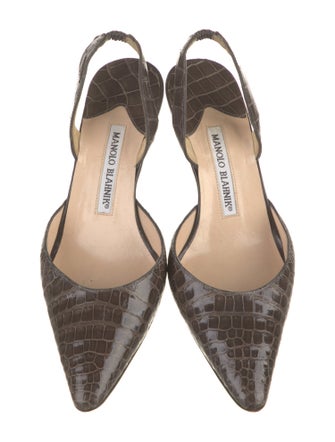 Manolo Blahnik Leather Animal Print Slingback Pumps