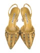 Manolo Blahnik Satin Patterned Slingback Pumps
