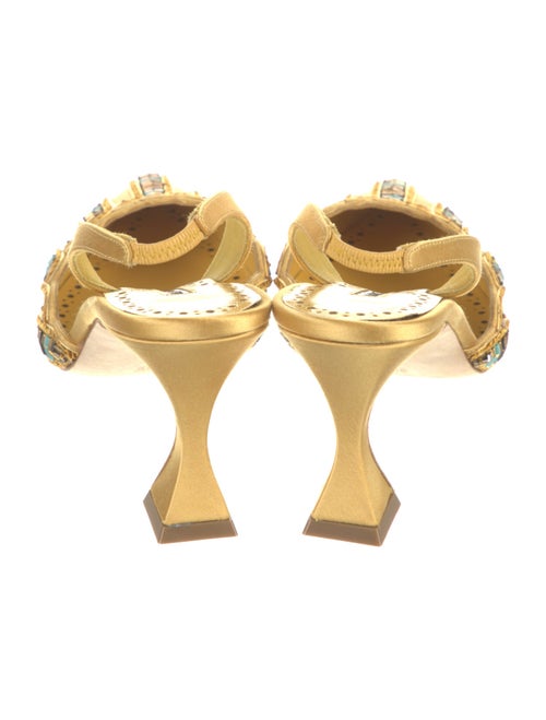 Manolo Blahnik Satin Patterned Slingback Pumps