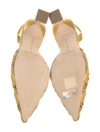Manolo Blahnik Satin Patterned Slingback Pumps