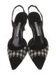 Manolo Blahnik Suede Houndstooth Print Slingback Pumps