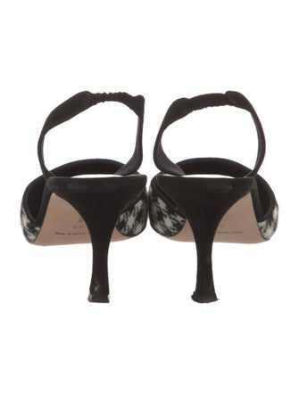 Manolo Blahnik Suede Houndstooth Print Slingback Pumps