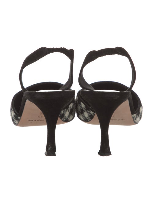 Manolo Blahnik Suede Houndstooth Print Slingback Pumps