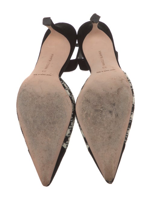 Manolo Blahnik Suede Houndstooth Print Slingback Pumps