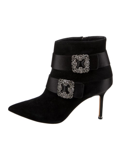 Manolo Blahnik Suede Crystal Embellishments Boots