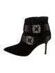 Manolo Blahnik Suede Crystal Embellishments Boots
