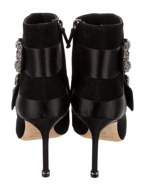 Manolo Blahnik Suede Crystal Embellishments Boots