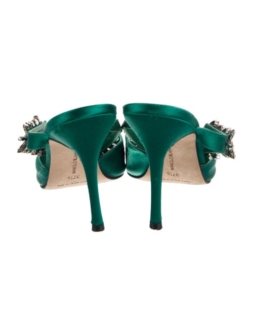 Manolo Blahnik Satin Crystal Embellishments Mules