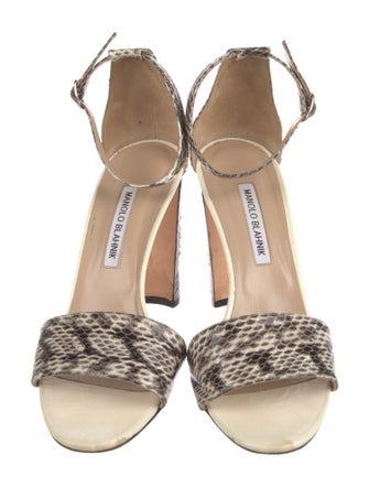Manolo Blahnik Leather Animal Print Sandals