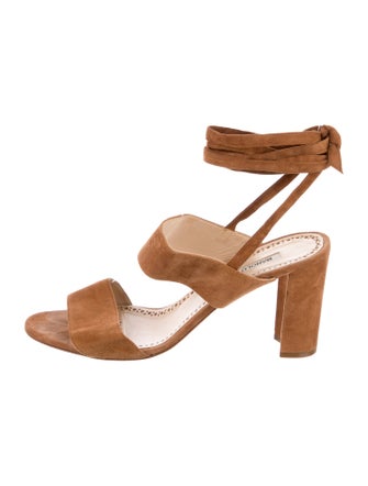 Manolo Blahnik Suede Slingback Sandals