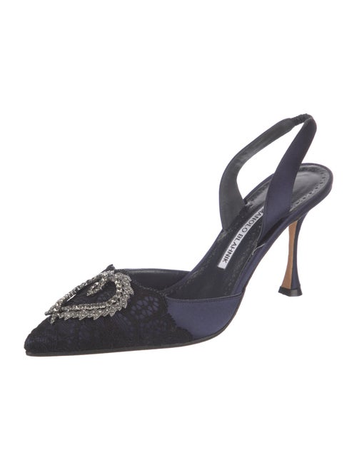 Manolo Blahnik Satin Patterned Slingback Pumps