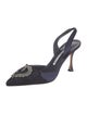 Manolo Blahnik Satin Patterned Slingback Pumps