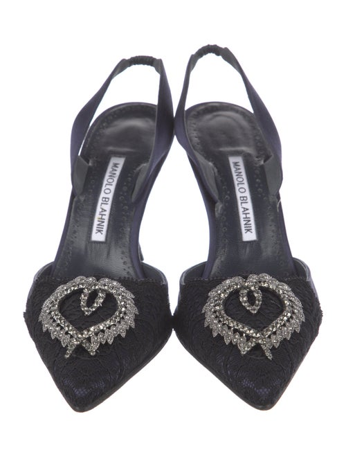Manolo Blahnik Satin Patterned Slingback Pumps