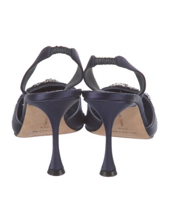 Manolo Blahnik Satin Patterned Slingback Pumps