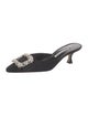 Manolo Blahnik Satin Crystal Embellishments Mules