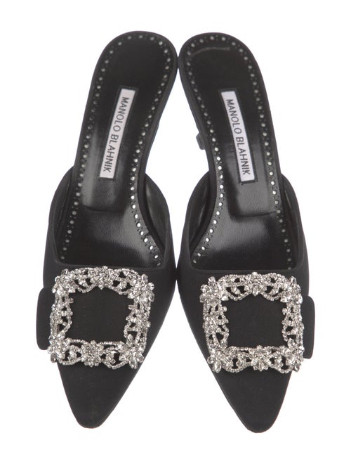 Manolo Blahnik Satin Crystal Embellishments Mules