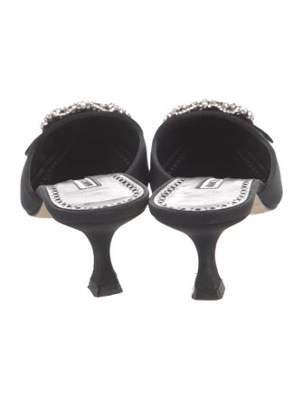 Manolo Blahnik Satin Crystal Embellishments Mules