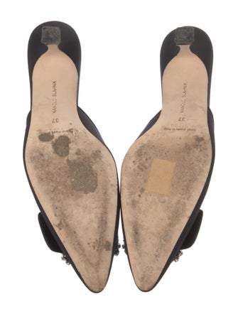 Manolo Blahnik Satin Crystal Embellishments Mules