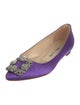Manolo Blahnik Satin Crystal Embellishments Ballet Flats
