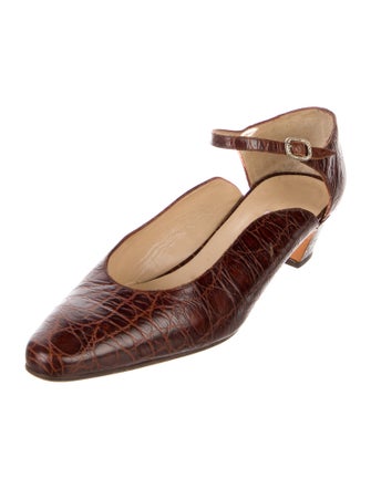 Manolo Blahnik Embossed Leather Animal Print D'Orsay Pumps