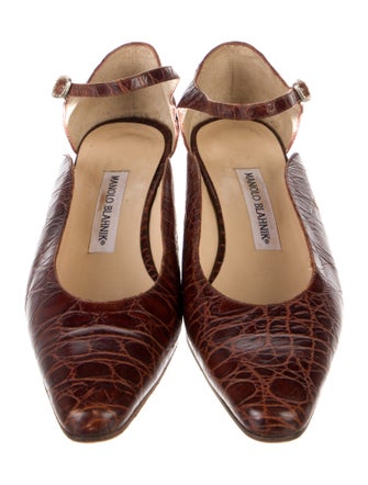 Manolo Blahnik Embossed Leather Animal Print D'Orsay Pumps