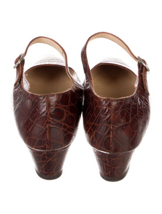 Manolo Blahnik Embossed Leather Animal Print D'Orsay Pumps