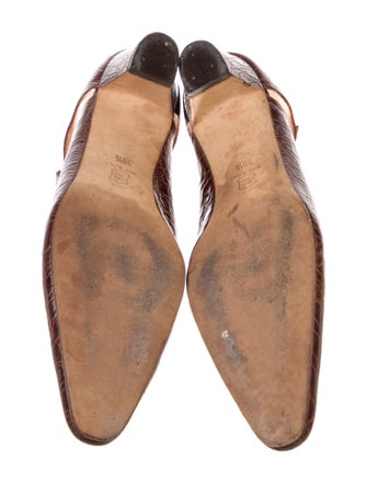 Manolo Blahnik Embossed Leather Animal Print D'Orsay Pumps