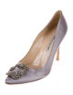 Manolo Blahnik Satin Crystal Embellishments Pumps