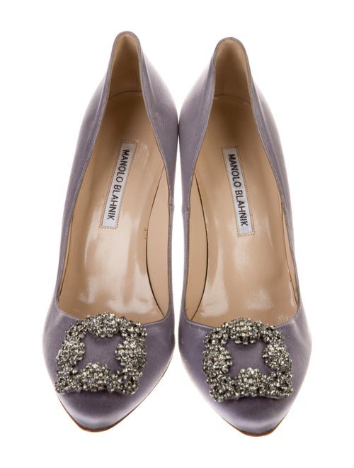 Manolo Blahnik Satin Crystal Embellishments Pumps