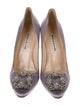 Manolo Blahnik Satin Crystal Embellishments Pumps
