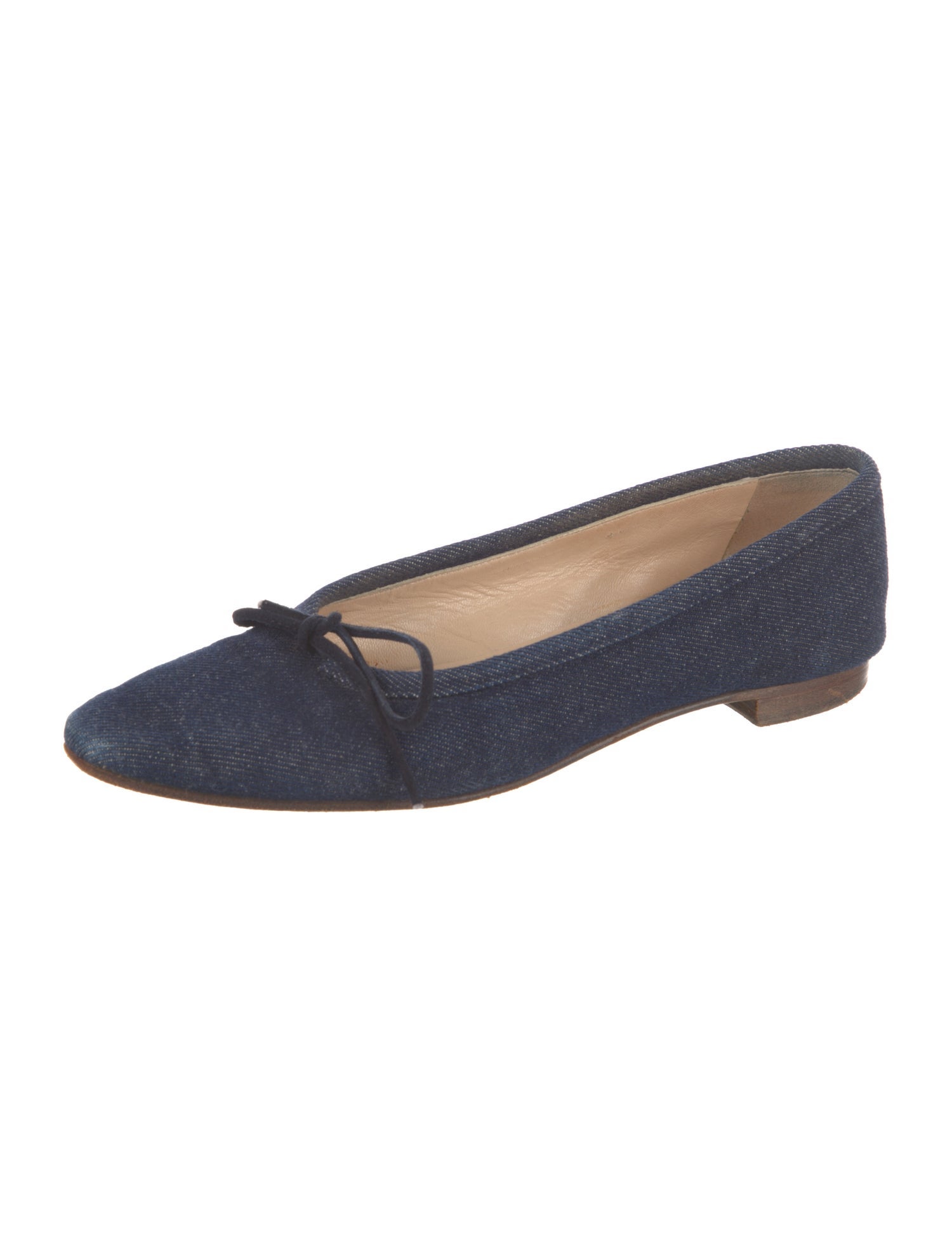 Manolo Blahnik Denim Bow Accents Ballet Flats