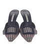Manolo Blahnik Canvas Plaid Print Mules