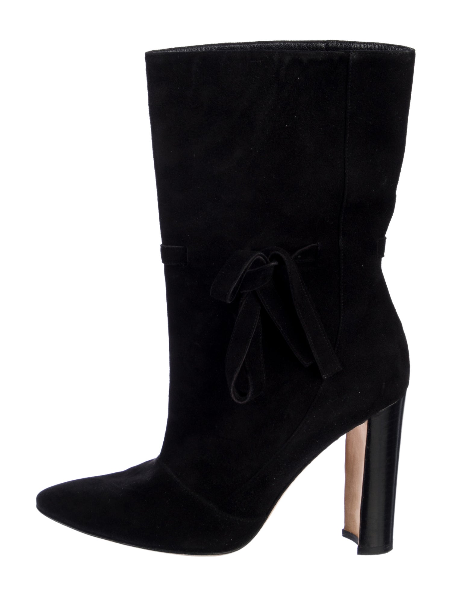 Manolo Blahnik Suede Bow Accents Boots