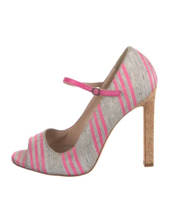 Manolo Blahnik Canvas Striped Pumps