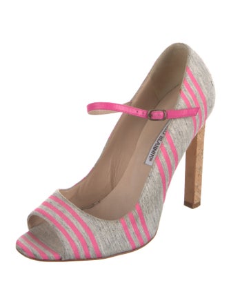 Manolo Blahnik Canvas Striped Pumps
